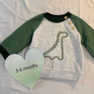 Aspen Kids - 3-6M Green and Gray Dinosaur Kids Shirt/Sweater
